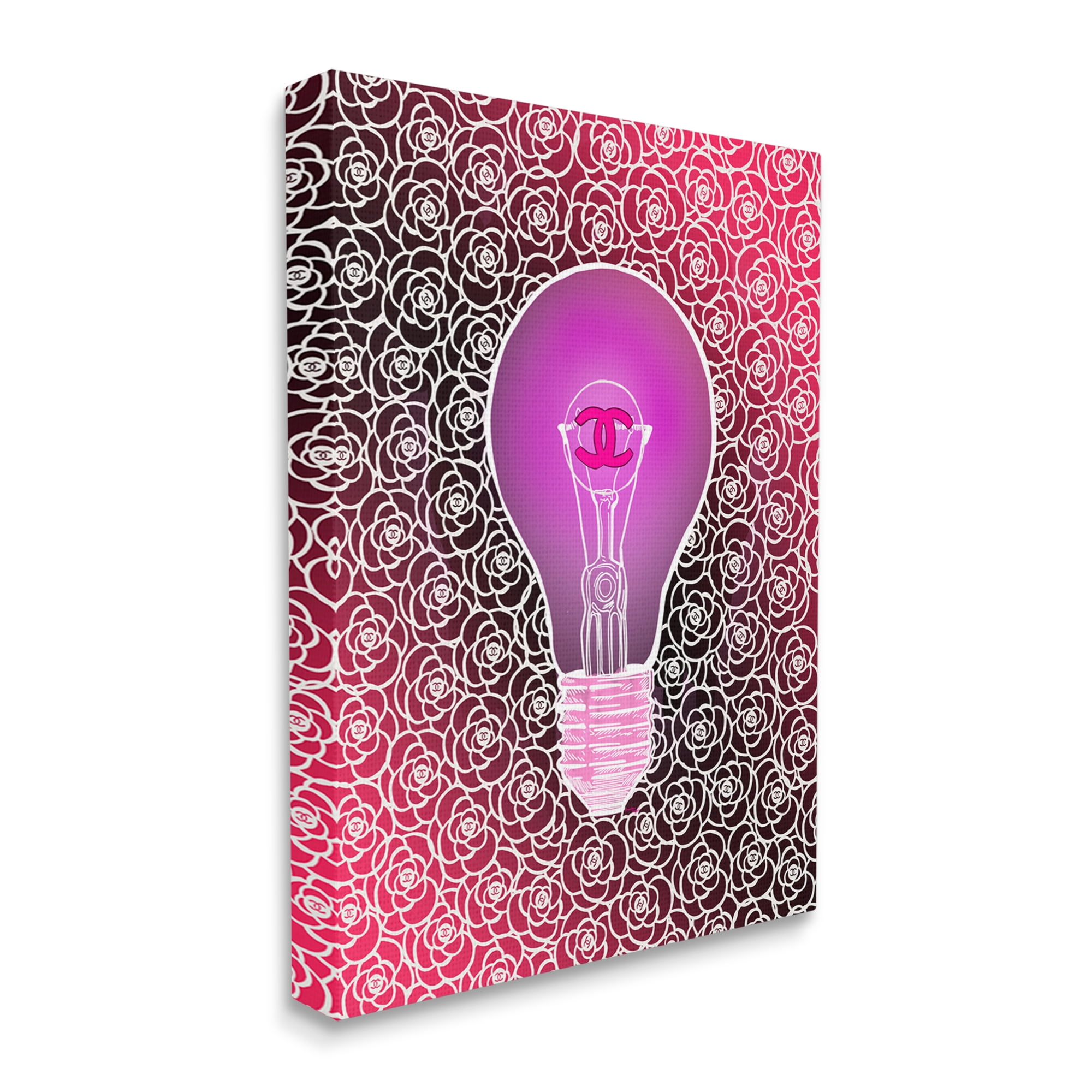 Stupell Industries Glam Brand Lightbulb Pattern Beauty & Fashion Painting Gallery Wrapped Canvas Art Print Wall Art, 24 x 30