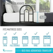Stander Bed Rail Advantage Traveler, Bariatric Foldable Railing with Pouch for Adults, Seniors, and Elderly, Portable Travel Safety Bedrail with Padded Handle, ASTM Safety Approved Guardrail
