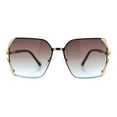 thumbnail image 4 of Womens Rimless Metal Rim Rectangle Butterfly Luxe Fashion Sunglasses Gold - Burgundy Blue, 4 of 8