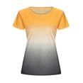 thumbnail image 3 of Askfv Womens Casual Summer O-Neck T-Shirt Gradient Printed Blouse Short Sleeve Shirt Tunic Top, 3 of 5