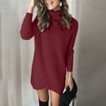 thumbnail image 2 of Aayomet Sweater Dress Womens Turtleneck Oversized Long Batwing Sleeve Fall Sweater 2023 Plus Size Tunic Pullover Ribbed Knit Dresses,Red S, 2 of 3