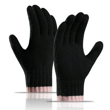 GZWYHT Gloves for Cold Weather,Winter Gloves Winter Teenagers Women Keep Warm Touching Screen Knit Gloves Elastic Cuff Soft Full Finger Gloves Mitten Fingerless Gloves,Work Gloves Black