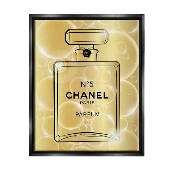 Stupell Industries Glam Perfume with Bubbles Beauty & Fashion Painting Black Floater Framed Art Print Wall Art, 17 x 21