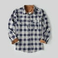 thumbnail image 2 of IYTR Mens Jackets Plush Thick Warm Shirt Jackets with Pocket Button Up Turndown Collar Plaid Long Sleeve Jacket Dark Blue M, 2 of 4