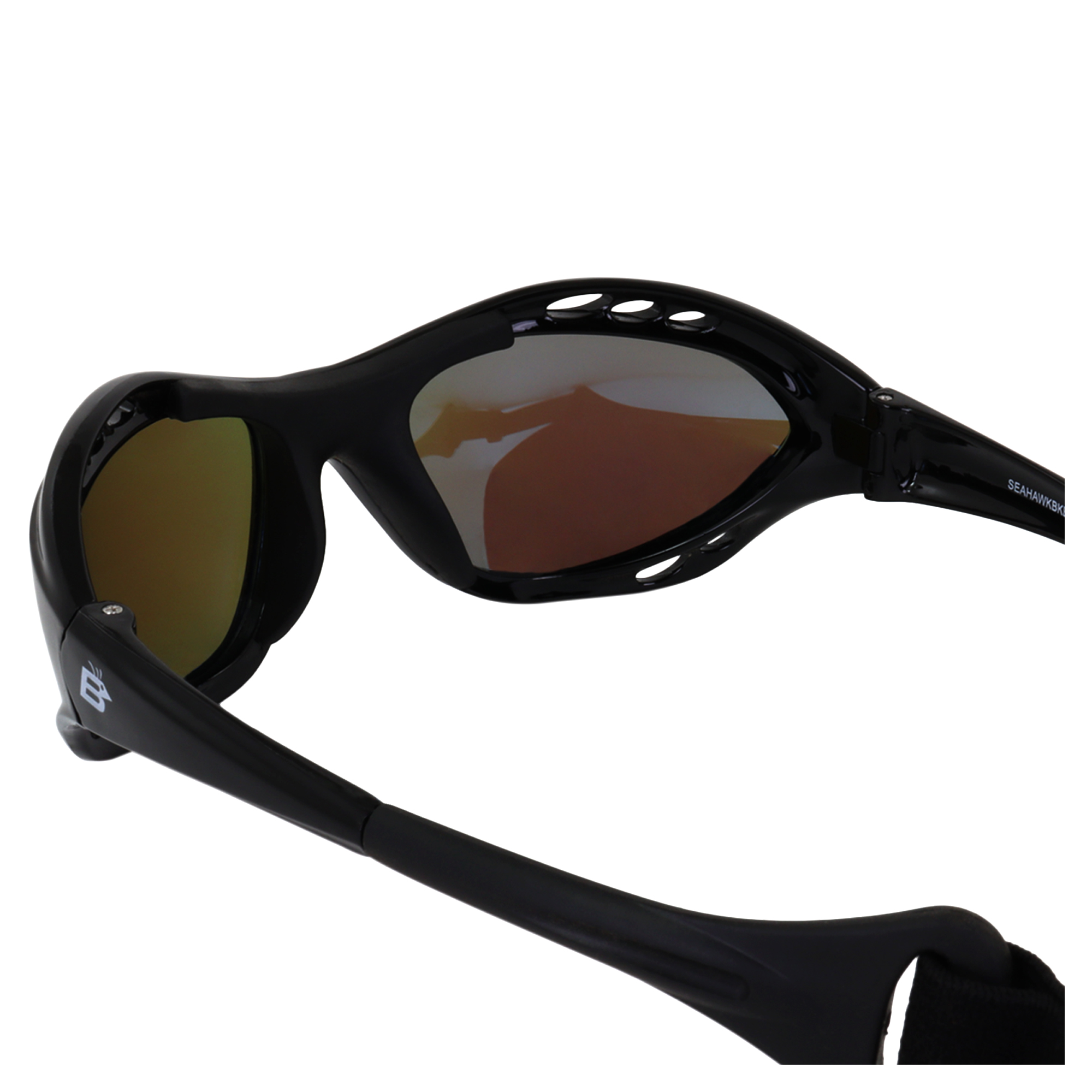 Birdz Seahawk Padded Polarized Sunglasses Jetski Kayaking Jet Ski Watersports w/ Built in Strap Black Frame and Polarized ReflecTech Green Mirror Lens - image 4 of 6