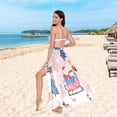thumbnail image 6 of FORMRS Womens Long Sarong Beach Wrap Semi-Sheer Bikini Skirt Bathing Swimsuit Cover Up, Blue Christmas Santa, 6 of 7