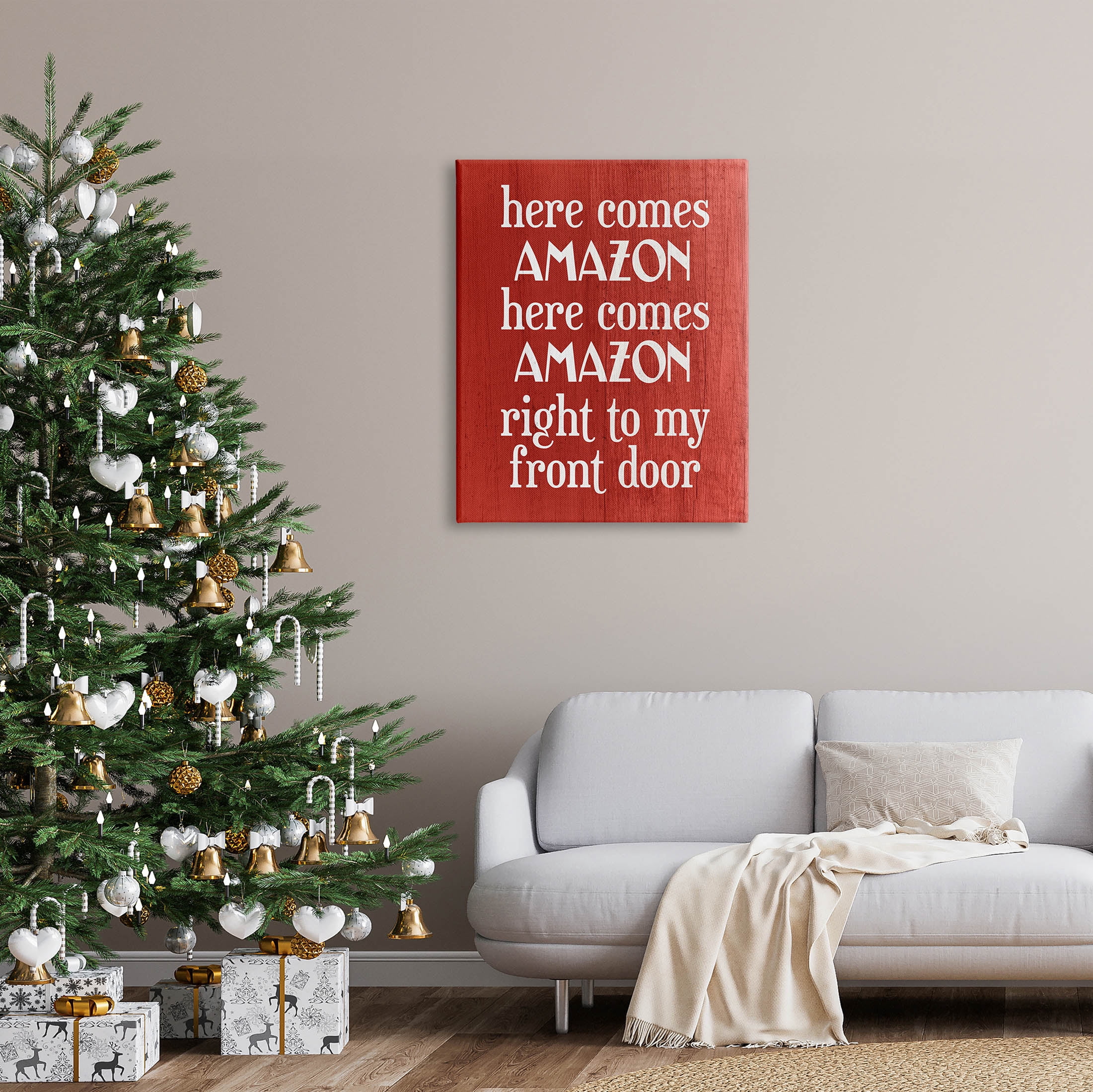 Stupell Industries Here Comes Amazon Funny Song Graphic Art Gallery Wrapped Canvas Print Wall Art, Design by Lil' Rue