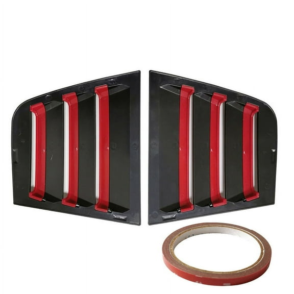 Phyun Matte Black & Red Rear Side Window Louver Cover Trim For Dodge Charger 2011-2021
