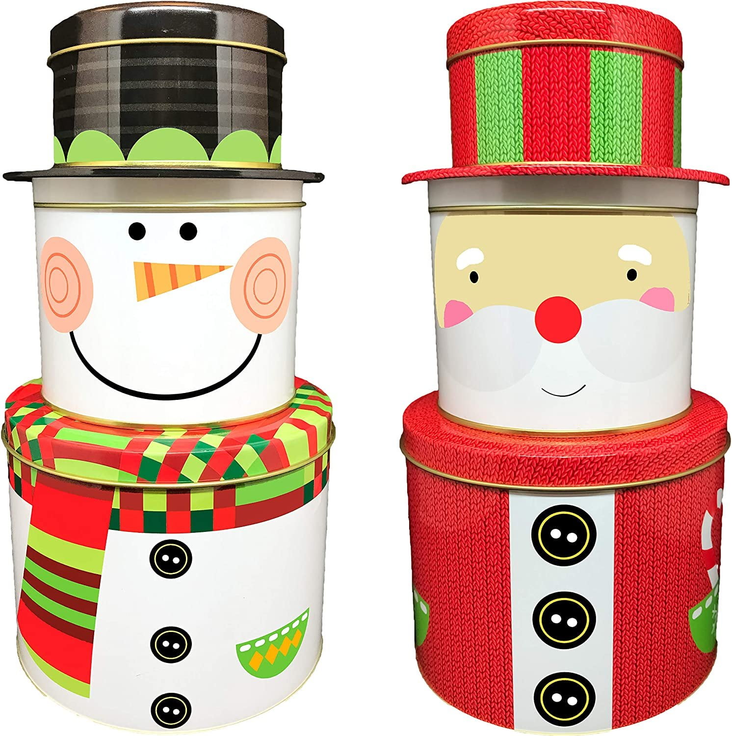 Storage containers Set Of 3 Christmas Stacking Food Tins Snowman Santa 