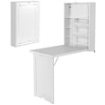 thumbnail image 1 of Patiojoy Folding Wall-Mounted Desk Convertible Computer Desk Floating Desk Storage Bookcases Adjustable Shelves White, 1 of 10