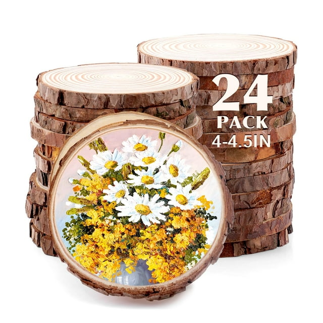 24 lonchas de madera de pino VKIZA para manualidades de 10 a 11 cm de grosor