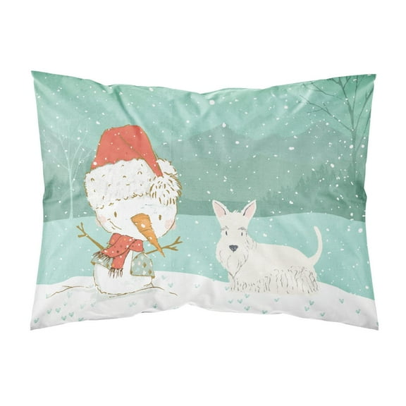 Wheaten Scottish Terrier Snowman Christmas Fabric Standard Pillowcase