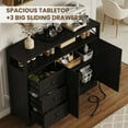 thumbnail image 4 of Juiluna 47" Farmhouse Sideboard Buffet Cabinet with Storage, Antique Black Storage Cabinet with 2 Barn Doors and 3 Drawers, Coffee Bar Station Table with Built-in Power Outlet for Kitchen, Livingroom, 4 of 10
