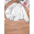 thumbnail image 5 of Linjinx Kids Boys Girls Hip Hop Jazz Dance Costumes Shiny Metallic Bomber Jacket with Sweatpants Silver 14, 5 of 7