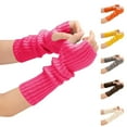 thumbnail image 2 of Xfvqtps Fingerless Gloves for Womens Thumb Hole Arm Knitting Crochet Solid Color Fashion Thermal Warm Winter Mittens Khaki, 2 of 5