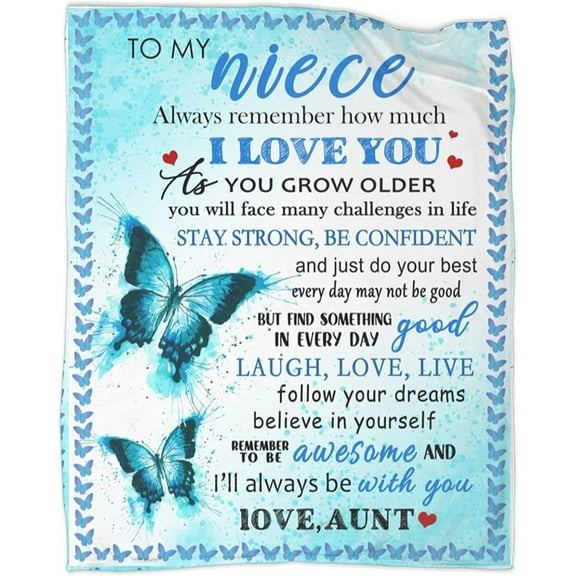 LHSHID to My Niece Gifts from Aunt Auntie Throw Blanket Birthday Graduation for Niece Ultra Soft Micro Flannel Blankets for Bed Couch Travel Beach 30"x40"