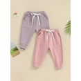 thumbnail image 2 of vera natura 2pcs Girls Sweatpants, Drawstring Elastic Waist Solid Kids Pants Trousers with Pockets, 2 of 8