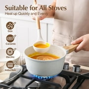 SENSARTE 17-Piece Ceramic Pots and Pans Set, White Induction Nonstick Cookware Set, Healthy Kitchen Cooking Sets with Stay-Cool Handles, Stackable