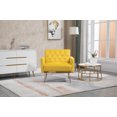 thumbnail image 2 of Velvet Upholstered Accent Chair, Button Tufted Leisure Armchair with Rose Golden Legs, Modern Single Sofa Reading Chair, for Living Room, Bedroom, Office, Mustard, 2 of 9
