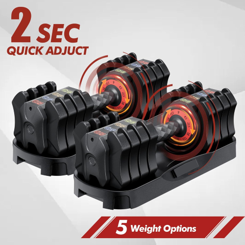 taoruifang Adjustable Dumbbell Set of 22.5LB Set-1Sec Adjustable Dumbbell Weights-5 in 1 Free Weights Dumbbells Set with Effortless Tray/No-Slip Handle-Compact Size for Women/Men at Home Gym