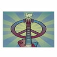 thumbnail image 1 of Hippie Cutting Board, Illustration of a Guitar Peace and Dove Dedicated to the Woodstock Festival, Decorative Tempered Glass Cutting and Serving Board, Small Size, Multicolor, by Ambesonne, 1 of 1