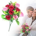 thumbnail image 2 of 1 Bouquets Christmas Cemetery Flowers for Grave Memorial 10 Heads Artificial Flowers Cemetery Day Silk Grave Faux Roses Arrangements for Christmas Headstones Tombstone Decor, 12.99 Inch, A, 2 of 9