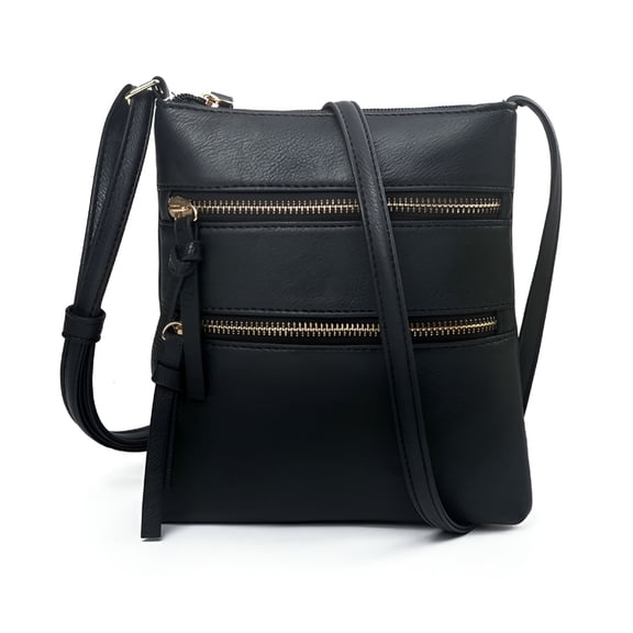 GASTROPOD Small Crossbody Purses for Women Multi Pocket Travel Bag Over The Shoulder with Extra Long Strap - Black Towards