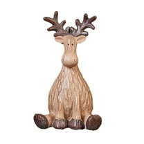 Resin Deer Figurine, Christmas Deer Ornament for Home Decor, Brown Festive Table Centerpiece for Holiday Gift(Brown-S)