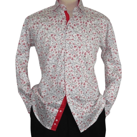 Men Shirt J.Valintin Turkey Usa All Egyptian Cotton Axxess Style 3325-01 Red