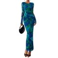thumbnail image 1 of Vestido PRETTYGARDEN 2025 Floral Maxi de Manga Larga con Fruncido, 1 of 8
