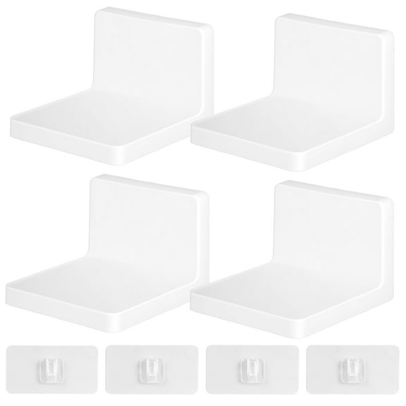 Ikoopy 4 Pcs Plastic Small Floating Shelf with Adhesive Backing Wall Mounted Small Wall Shelf for Bathroom Living Room Kitchen Bedroom Office