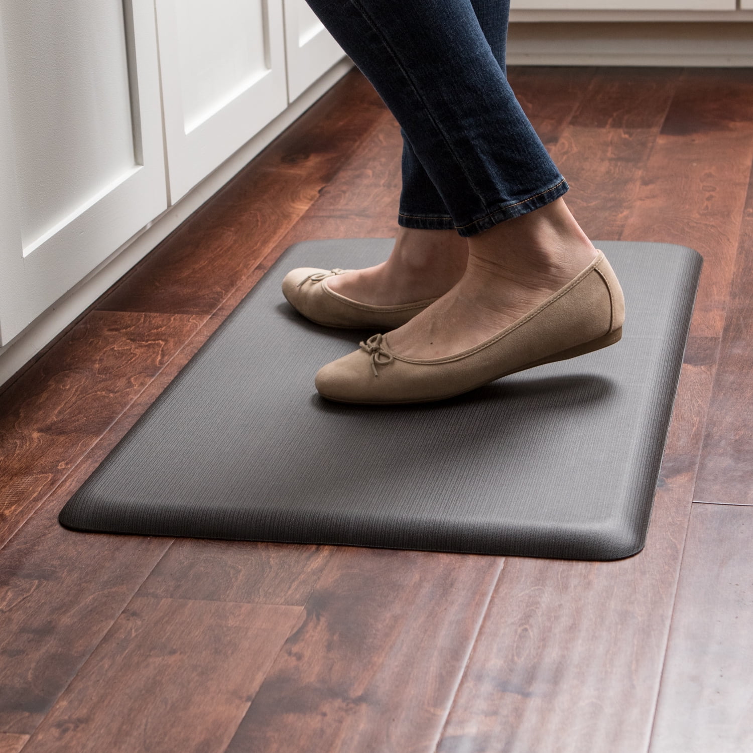 Newlife by GelPro Designer Comfort AntiFatigue Grasscloth Kitchen Floor Mat, Charcoal, 18"W x