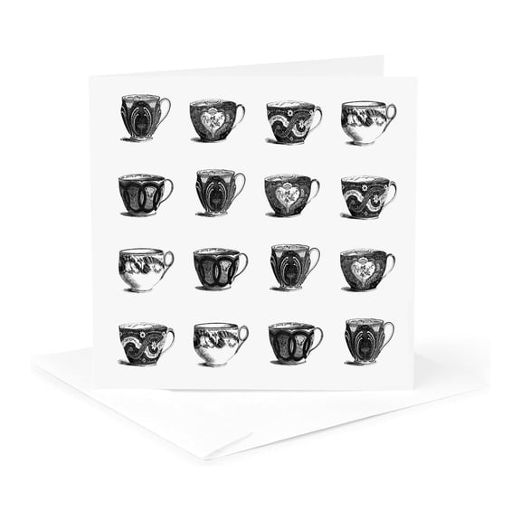 3dRose, Vintage Tea Cups, 1 Greeting Card with envelope