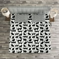 thumbnail image 3 of Ambesonne Cat Quilted Bedspread Set 3 Pcs, Black Silhouettes Friendly, Queen Size, Black White, 3 of 3