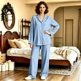 thumbnail image 5 of HAJWOH Men and Women's Pajamas Set Lightweight Long Sleeve Button Down Notched Collar Pajama Comfy Sleep Sets, 5 of 5