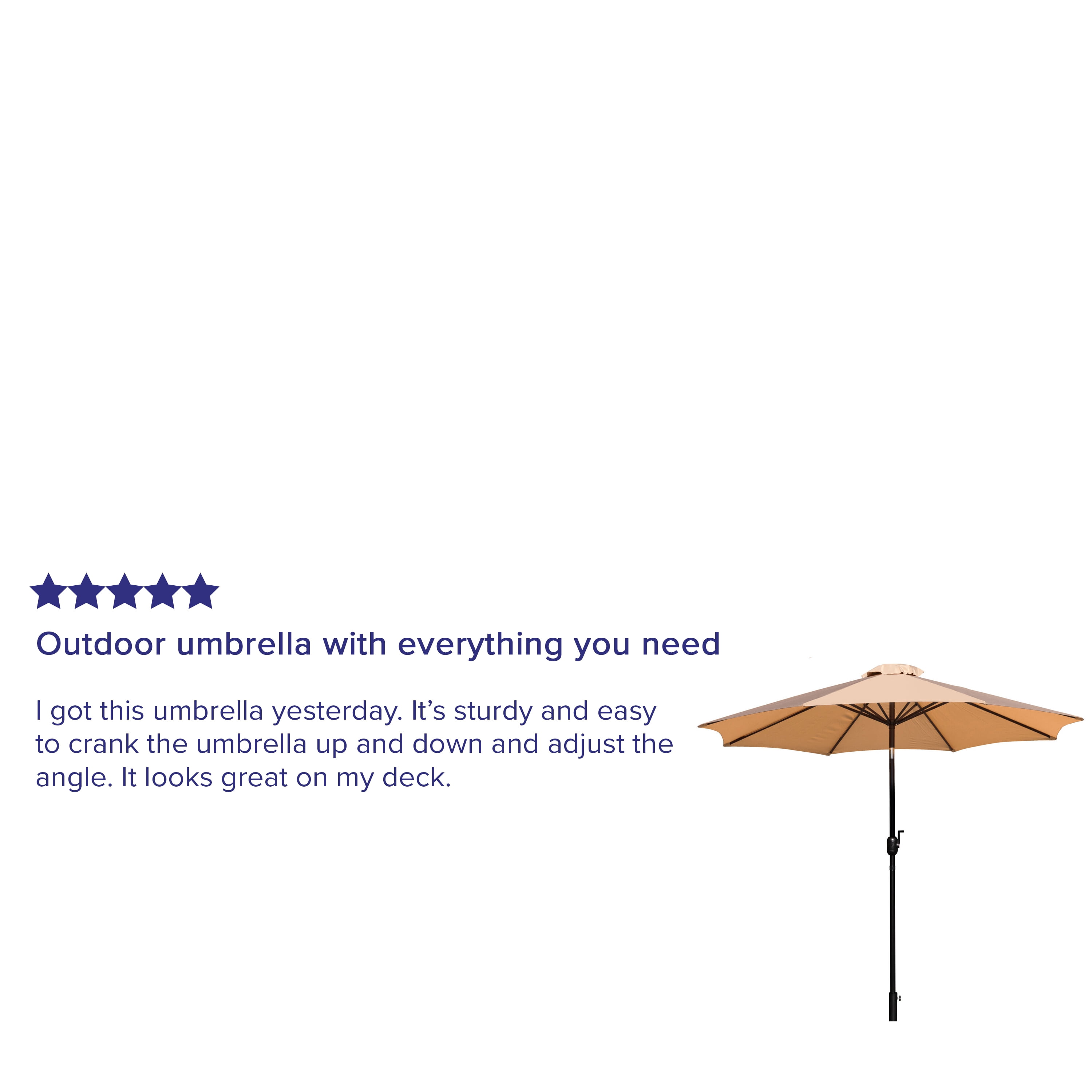 Merrick Lane Tan 9' Round UV Resistant Outdoor Patio Umbrella With Height Lever And 33° Push Button Tilt