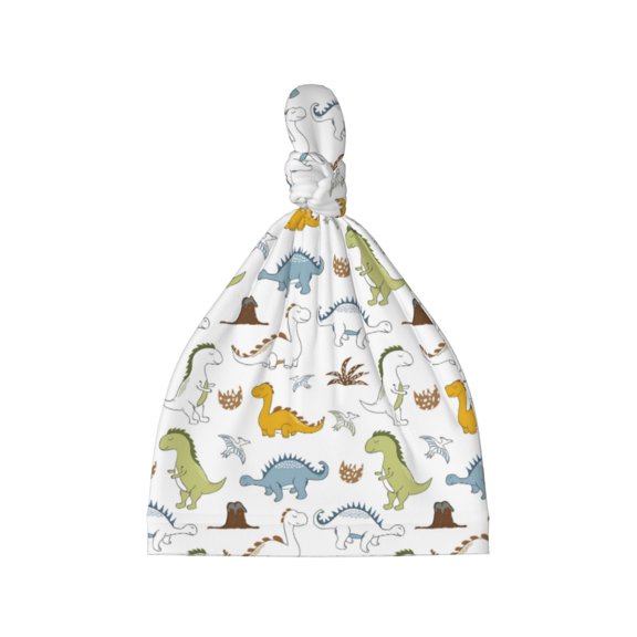 Picia Dinosaur Printed Preemie Hats for Baby Girls Cotton Premature Knot Hats Newborn Hospital Cap Warm Knot Beanie Nicu for Preemie Girls and Boys