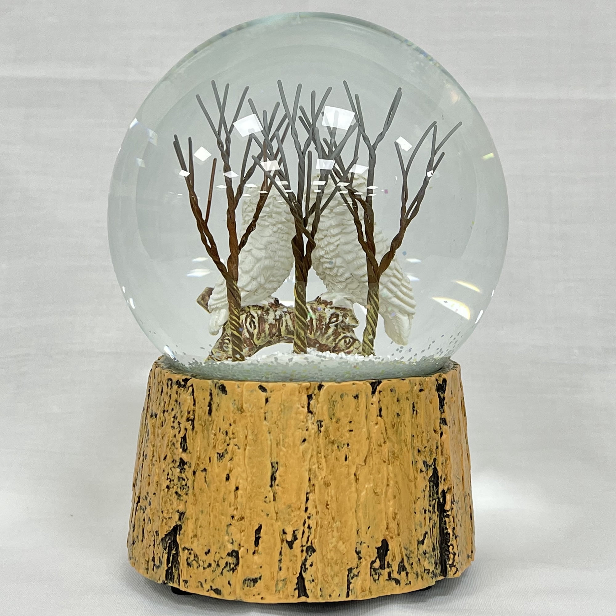Ashfield & Harkness Snowy Owls Decorative Snow Globe with Wind Up Music box