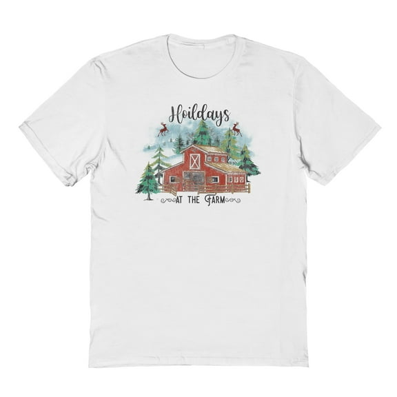 Haywood & Main Hoildays At The Farm Graphic White Men's Cotton T-Shirt