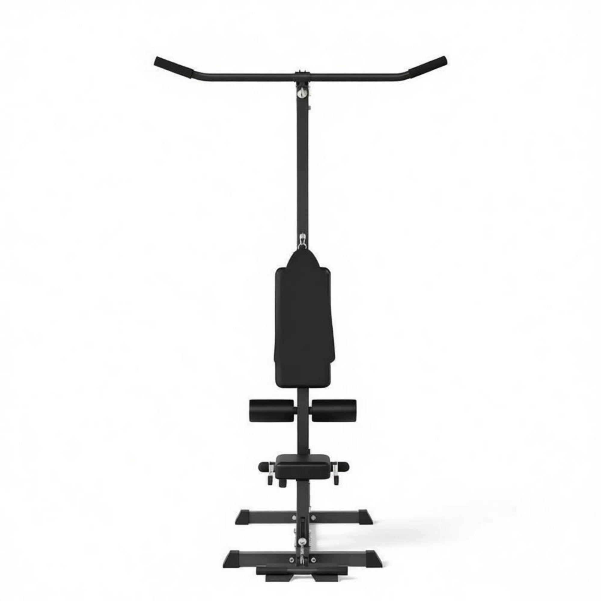 Pull Down Machine with Adjustable Seat And Flip-Up Footplate High/Low Pulley Home Gym Equipment Black