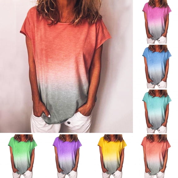 Limei Women's Plus Size Summer Casual Short Sleeve Round Neck Tee Tops