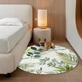 thumbnail image 2 of Green Leaves Round Area Rug 7Ft Washable Circle Rugs for Dorm Laundry Room, Summer Botanical Farmhouse Watercolor Leaf Non-Slip Carpet Floor Mats Indoor Outdoor Carpet Runner Aesthetic Home Decor, 2 of 8