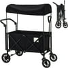 2 Seater Stroller Wagon for Kids, Wanan 2 Child Stroller Wagon, Foldable Wagon Stroller 2 Passenger W/ Removable Canopy, Adjustable Push Pull Handle, All-Round Wheels for Beach, Garden, Park, Camping