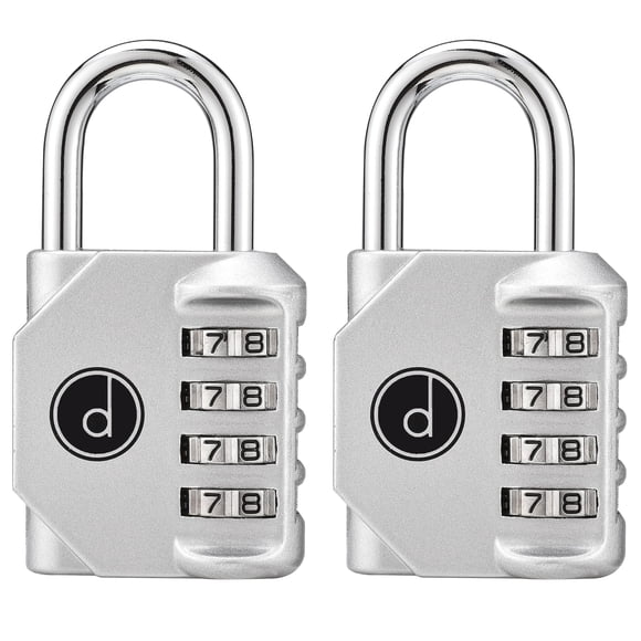 Combination Lock Desired Tools, 4 dígitos, paquete de 2 unidades, color plateado