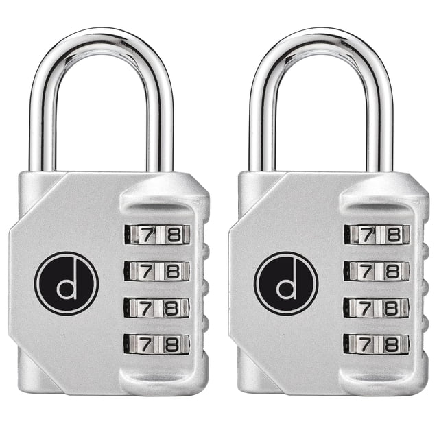 Combination Lock Desired Tools, 4 dígitos, paquete de 2 unidades, color plateado