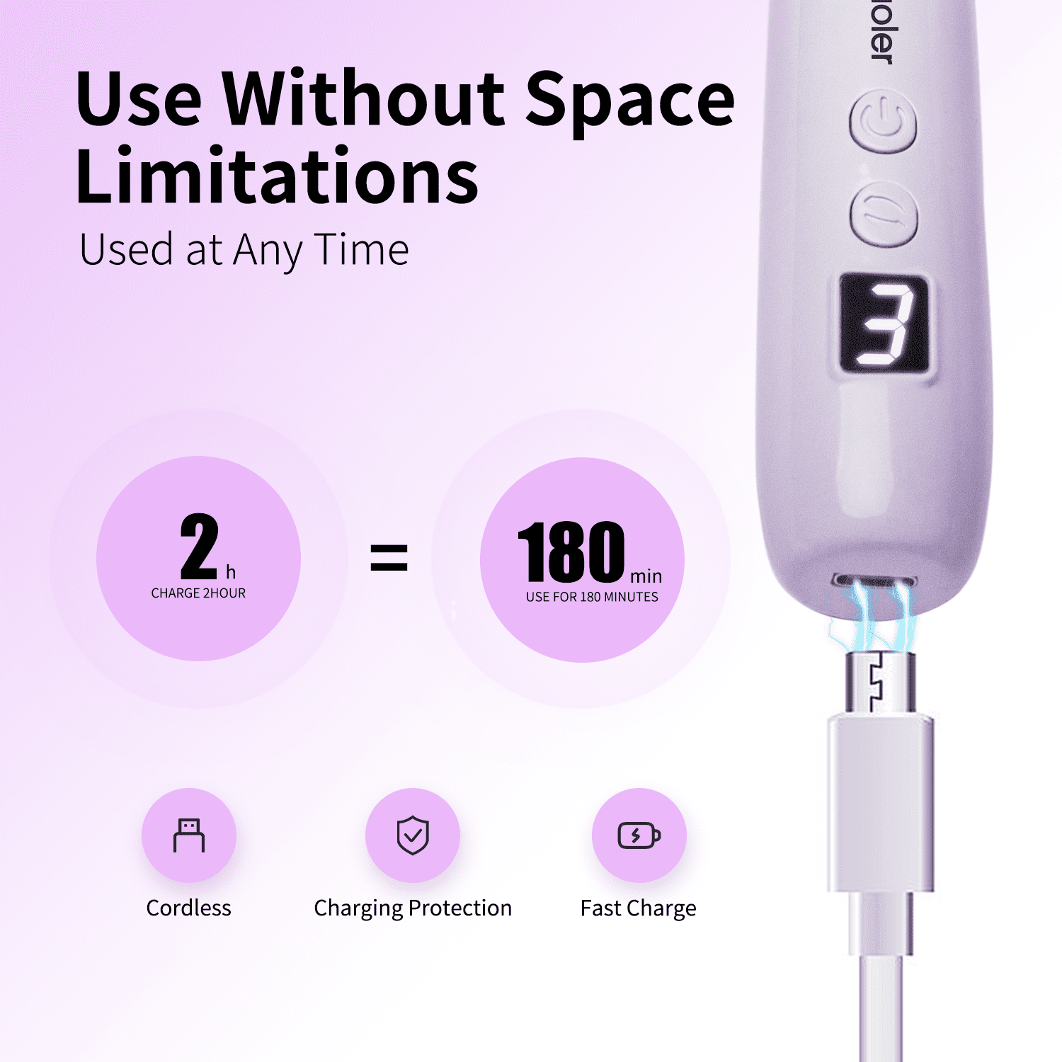 New Design Purple Electric Nail Polisher Professional Nail Drill Kit, Portable Electric File with 12 Attachments and 6 Sanding Belts, 35000 RPM Portable USB Rechargeable
