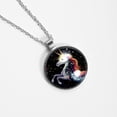 thumbnail image 4 of Starry Unicorn Elegant Glass Circular Pendant Necklace - Stunning Jewelry for Women, 4 of 5