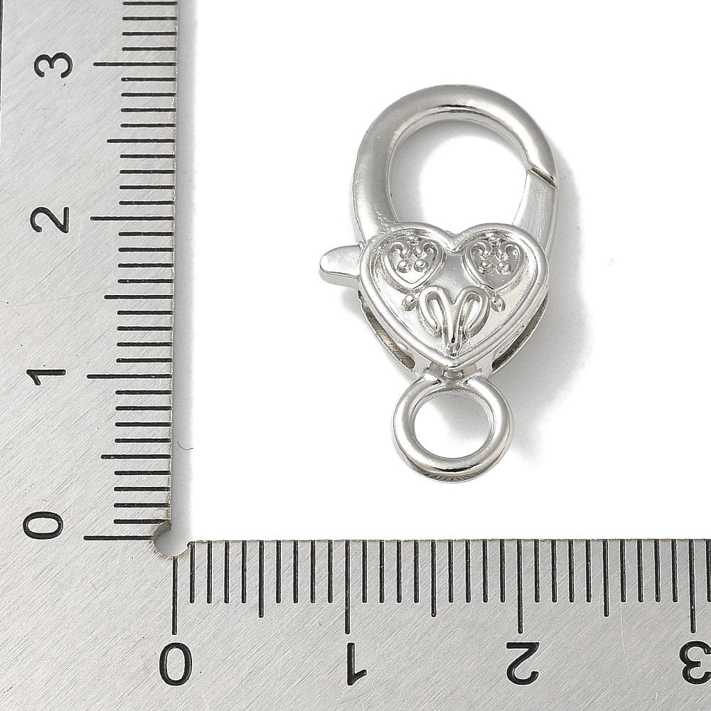100pcs Alloy Lobster Claw Clasps Heart 26.5x14x6mm Hole: 4mm