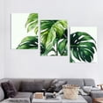 thumbnail image 4 of 2D 3pcs Wrapped Canvas Painting, Tropical Leaves Canvas Wall Painting, Green Plant Decoration, Suitable for Home, Office, Living Room, Bedroom,12*16inch*3pcs, 4 of 6
