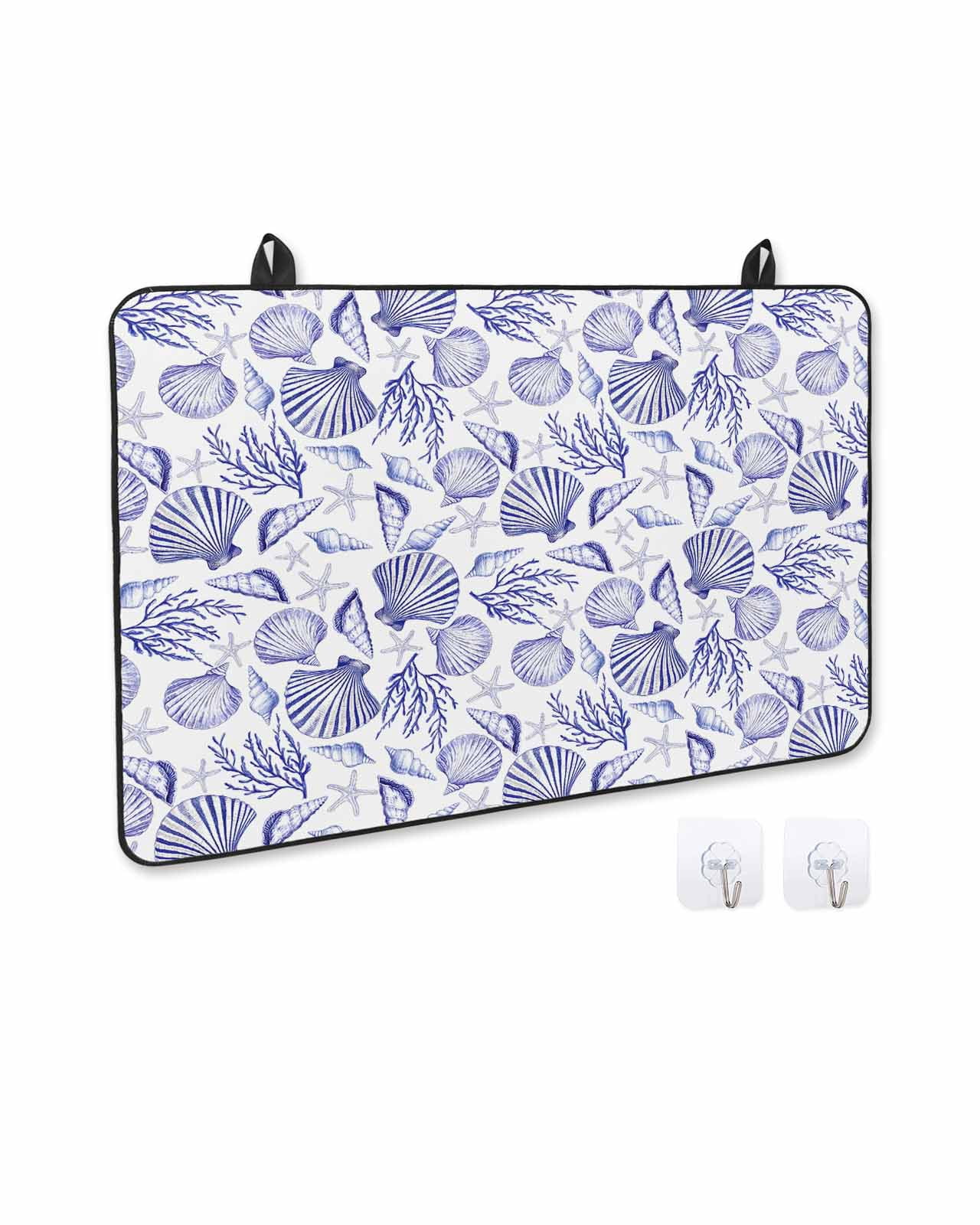 nqOlkjepod Large Induction Cooktop Protector Mat 24"x21", Summer Coastal Stove Top Covers for Electric Stove, Nautical Ocean Conch Coral Seashells Stove Burner Cover Mats, Glass Top Stove Cover